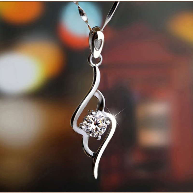 925 silver jewelry Korean style jewelry necklace tactful tenderness women's pendant white gold jewelry