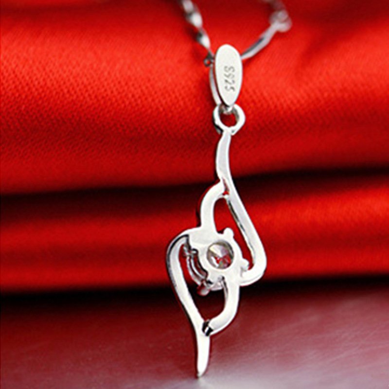 925 silver jewelry Korean style jewelry necklace tactful tenderness women's pendant white gold jewelry