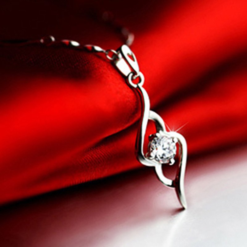 925 silver jewelry Korean style jewelry necklace tactful tenderness women's pendant white gold jewelry