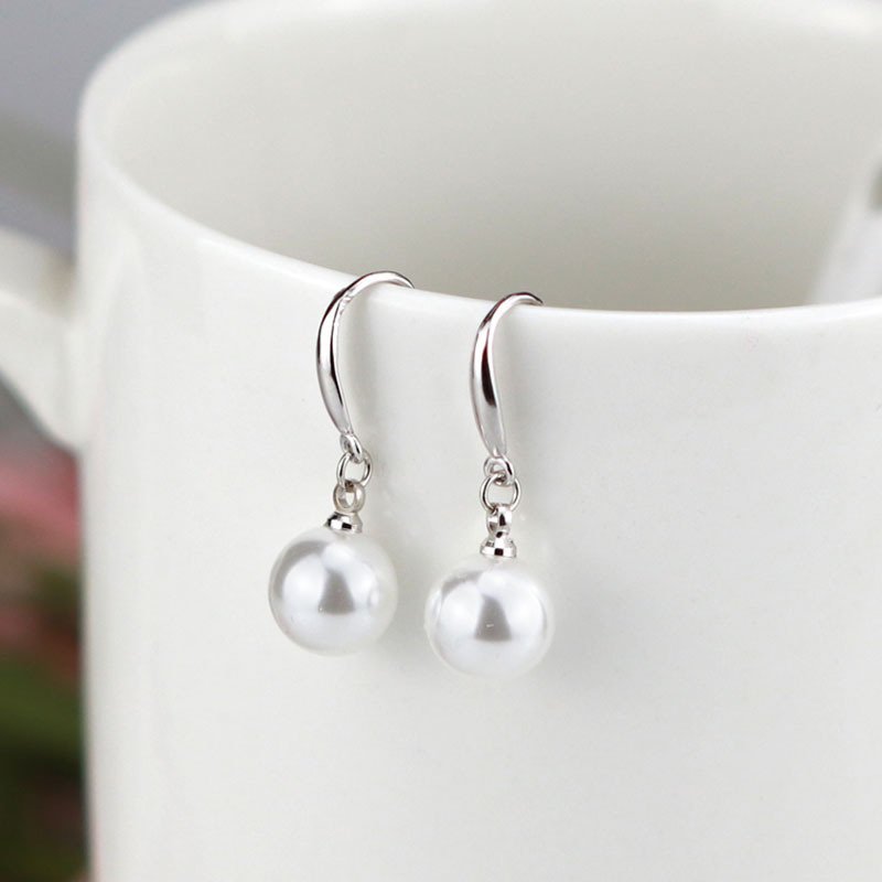 Shell plastic beads earrings 925 silver shell beads ear hook earrings temperament ear jewelry