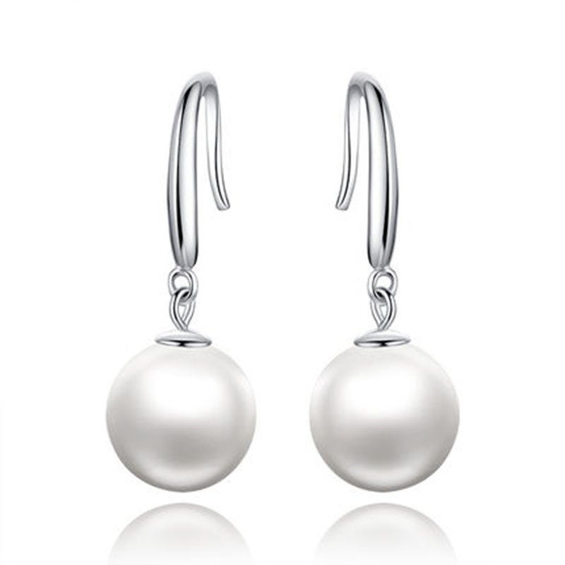 Shell plastic beads earrings 925 silver shell beads ear hook earrings temperament ear jewelry