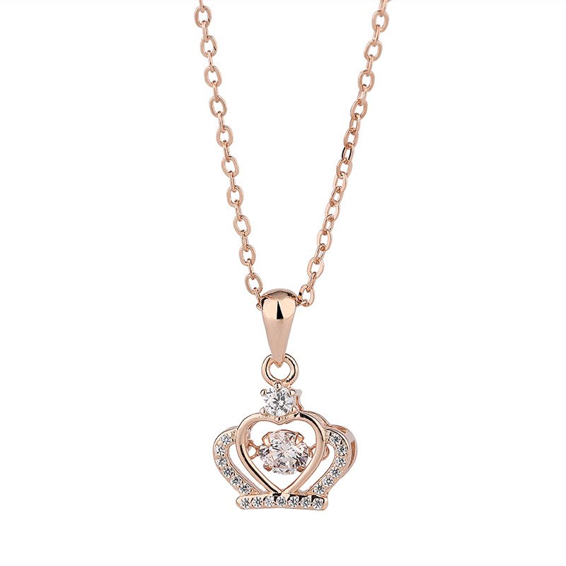 s999 sterling silver crown smart necklace female beating heart pendant simple and versatile clavicle chain