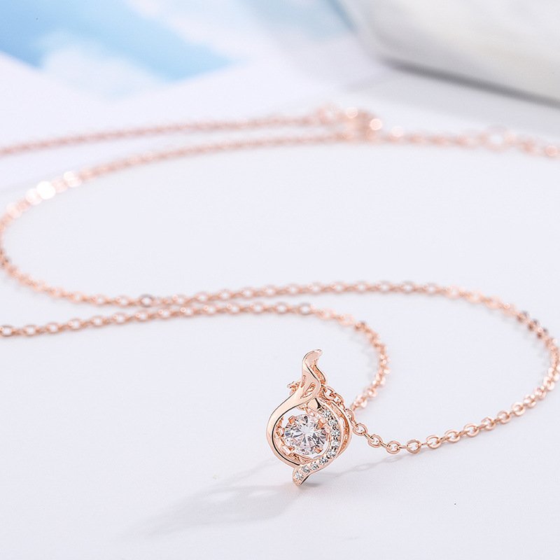 s999 sterling silver phoenix necklace female fashion simple trendy love drop pendant necklace