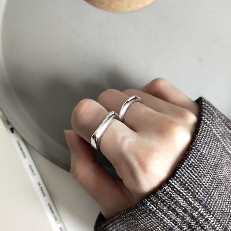 New Glossy Minimalist Irregular Hipster Net Red 925 Sterling Silver Ring Ring Index Finger Tail