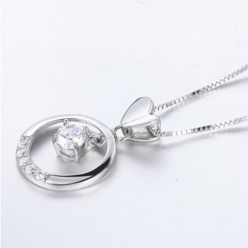 Fashion accessories pendant ladies heart-shaped circle ring with diamond pendants long necklace girls jewelry