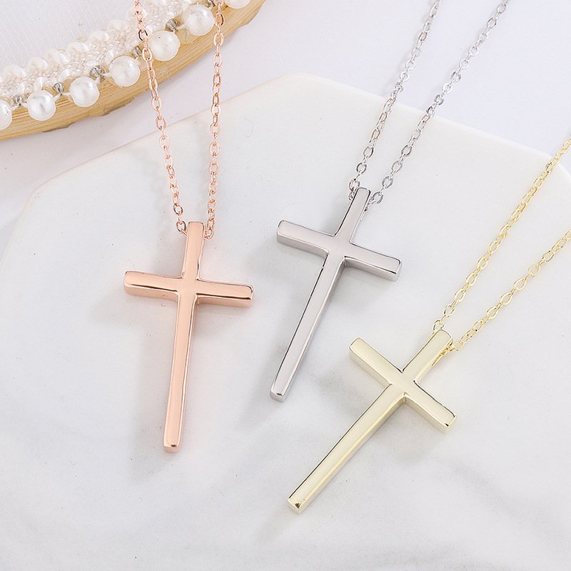 Jewelry s999 sterling silver cross necklace women temperament fashion pendant sweater chain women trendy