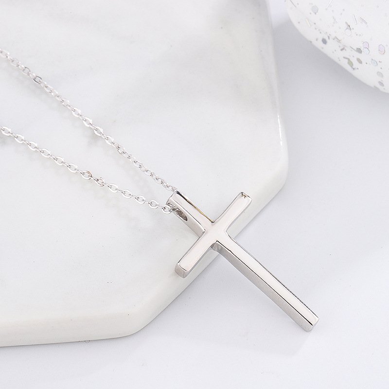 Jewelry s999 sterling silver cross necklace women temperament fashion pendant sweater chain women trendy