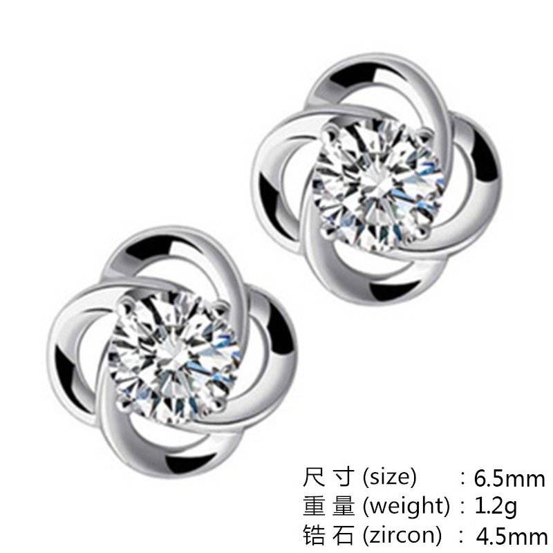 Explosive jewelry fashion temperament silver earrings women's four-leaf clover earrings silver needle earrings