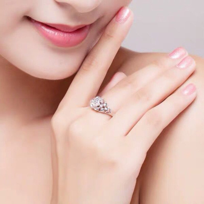 Rose flower ring women silver flower ring hand jewelry index finger opening ladies ring jewelry