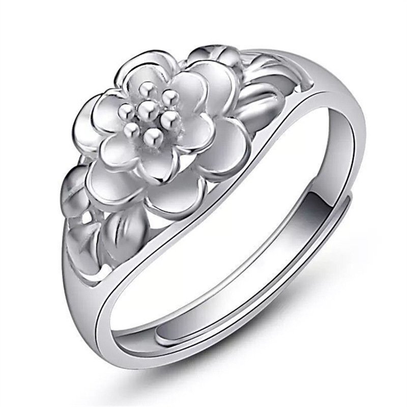 Rose flower ring women silver flower ring hand jewelry index finger opening ladies ring jewelry