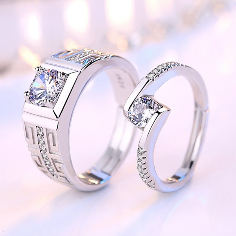 Back to Wan Wen Domineering Men's Ring Couple Ring Men and Women Pair Ring Simple Diamond Ring Valentine's Day Gift