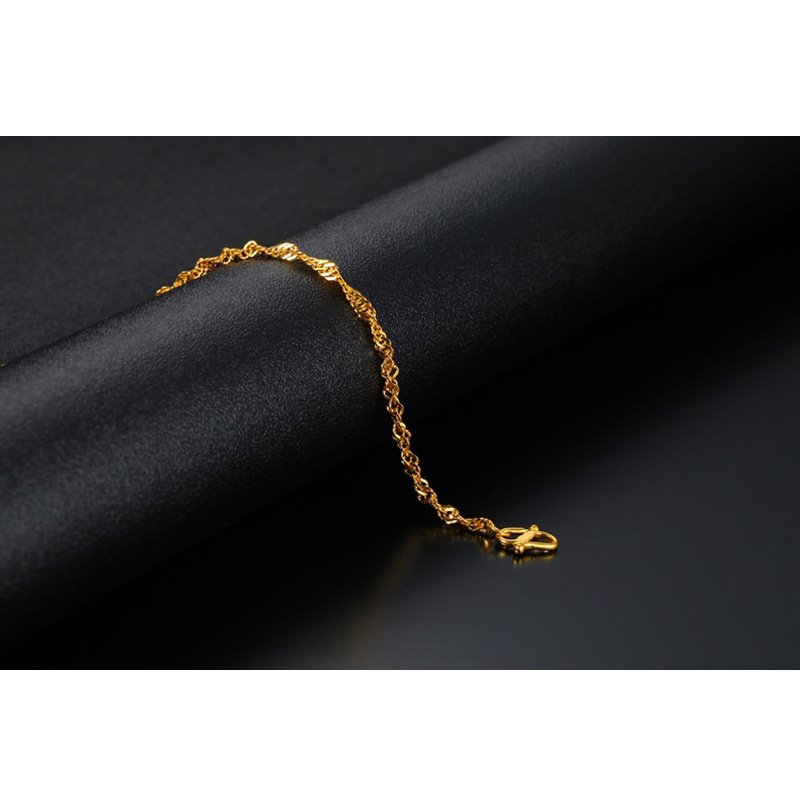 Gold Water Wave Bracelet, Ladies Real Gold Thin Chain, Vietnam Shajin Bride