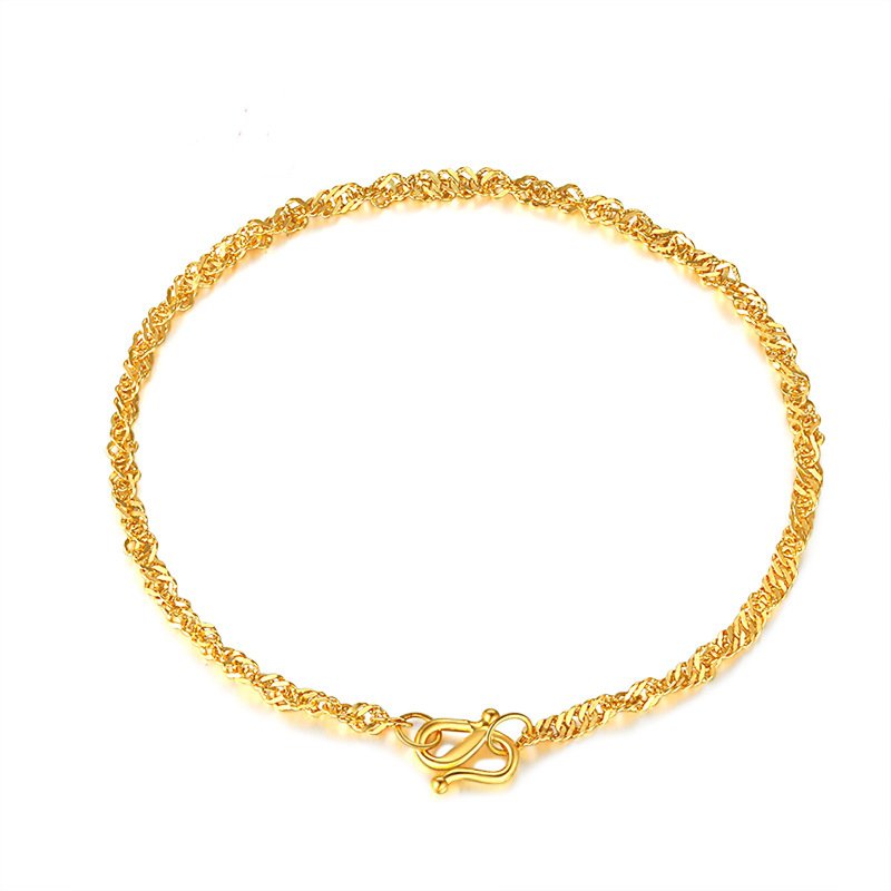 Gold Water Wave Bracelet, Ladies Real Gold Thin Chain, Vietnam Shajin Bride