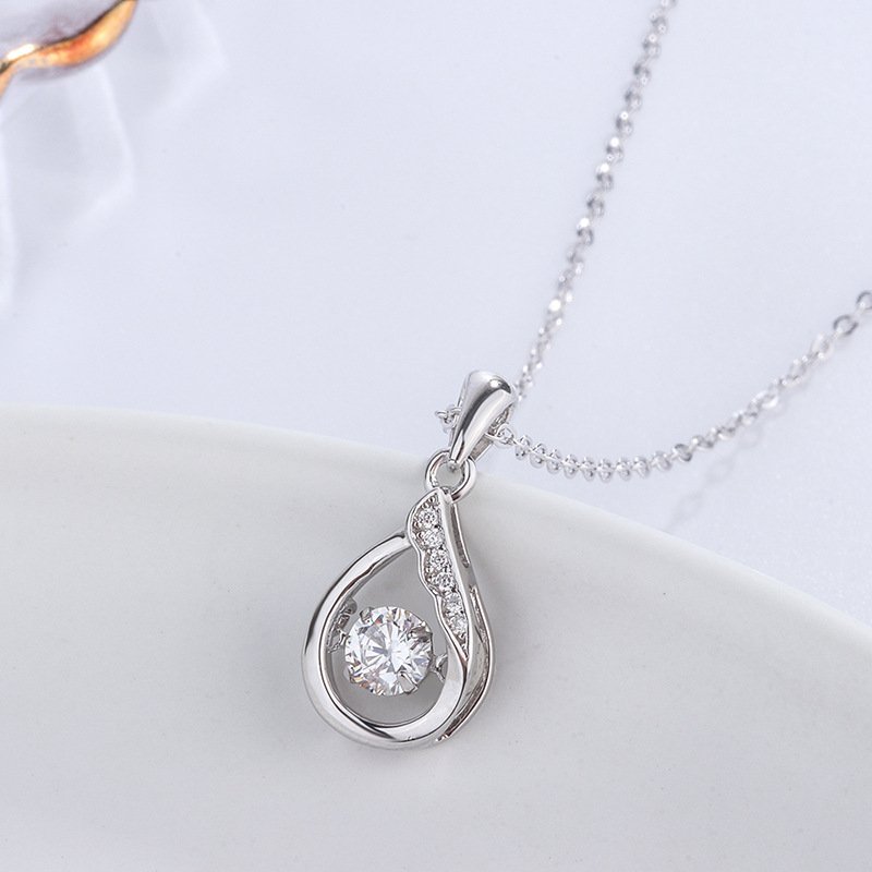 999 sterling silver diamond drop necklace female simple temperament smart pendant light luxury clavicle chain