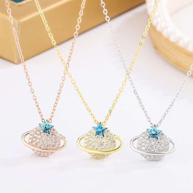 New dream planet S999 sterling silver necklace female simple sterling silver pendant niche design jewelry