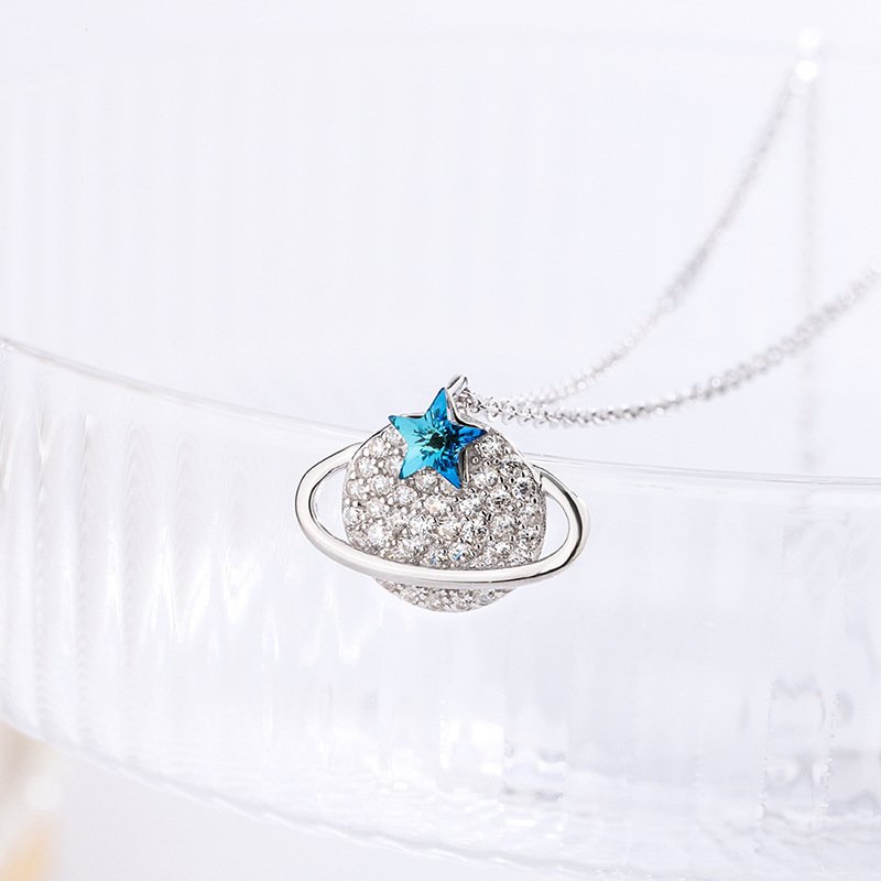 New dream planet S999 sterling silver necklace female simple sterling silver pendant niche design jewelry