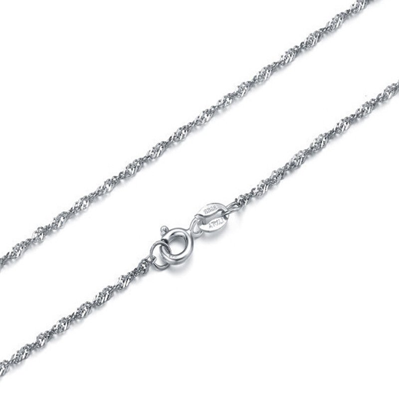 Women's jewelry S925 silver long sweater water wave chain platinum necklace silver clavicle necklace