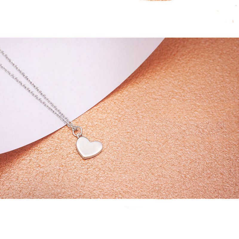 Sweet ice cream love heart pendant, simple handmade drip glaze necklace on clavicle, female silver jewelry