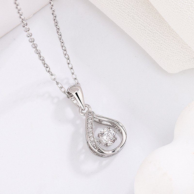 New s999 sterling silver drop necklace for women, simple and versatile, smart pendant, exquisite autumn and winter clavicle chain