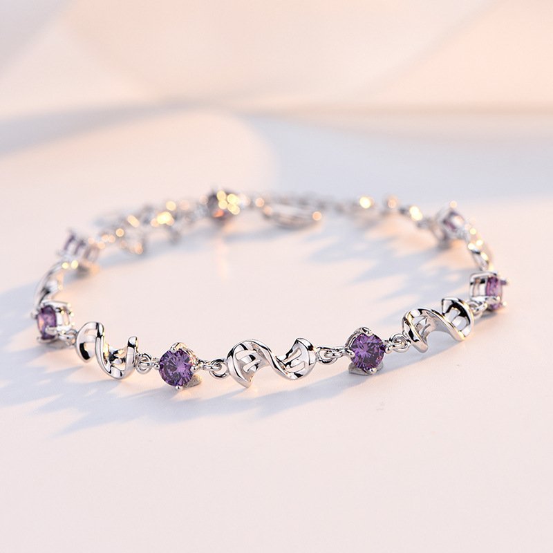 Silver simple personality amethyst bracelet Sen series gift for girlfriends and jewelry for girlfriend