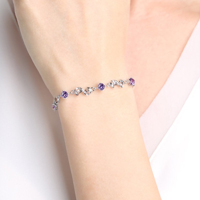 Silver simple personality amethyst bracelet Sen series gift for girlfriends and jewelry for girlfriend