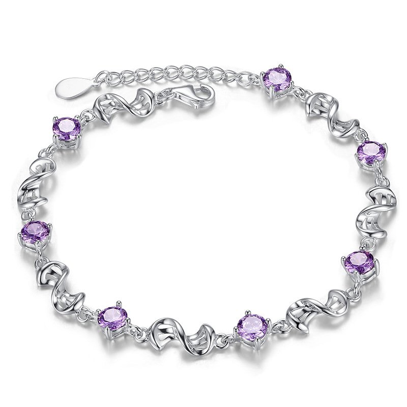 Silver simple personality amethyst bracelet Sen series gift for girlfriends and jewelry for girlfriend