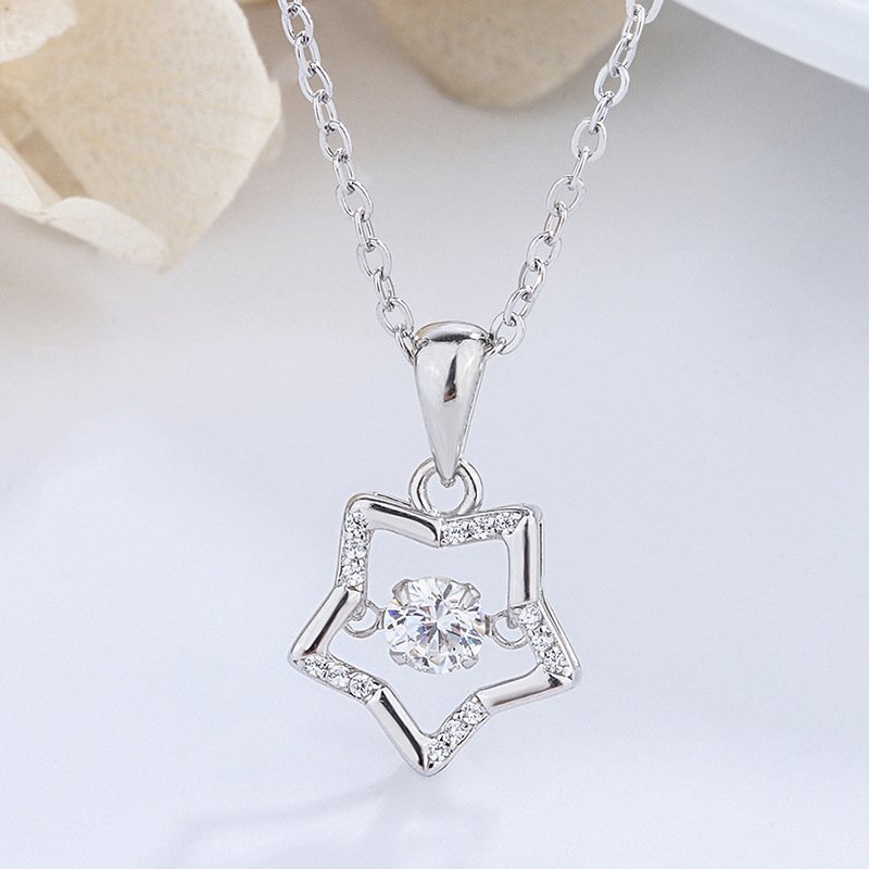 2020 new product s999 sterling silver star smart necklace female creative five-pointed star pendant necklace