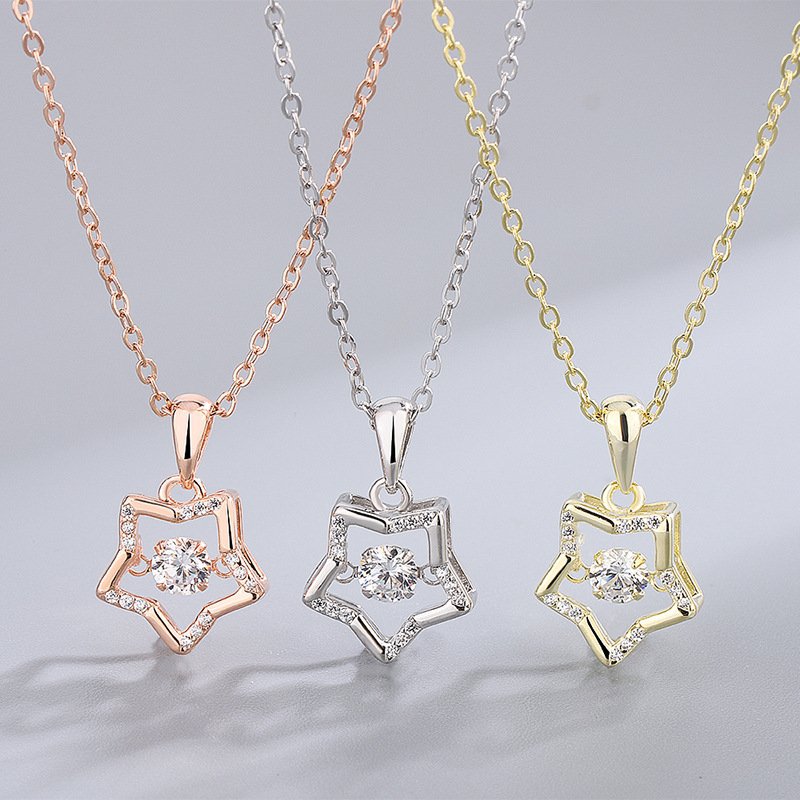 2020 new product s999 sterling silver star smart necklace female creative five-pointed star pendant necklace