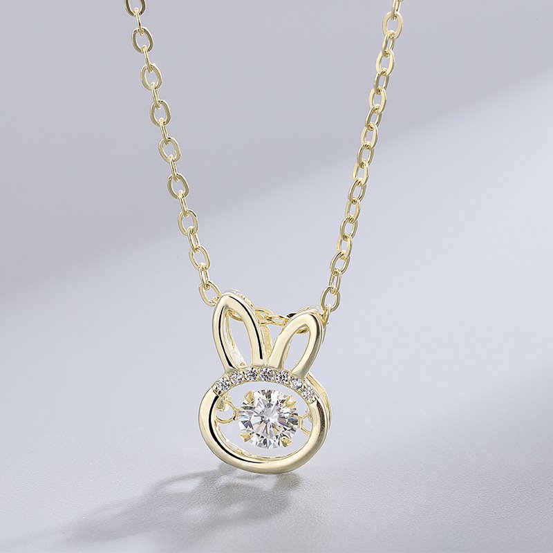 Creative s999 sterling silver rabbit smart necklace, personalized animal pendant, beating heart necklace