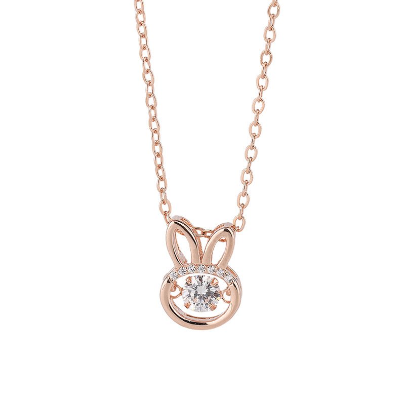 Creative s999 sterling silver rabbit smart necklace, personalized animal pendant, beating heart necklace