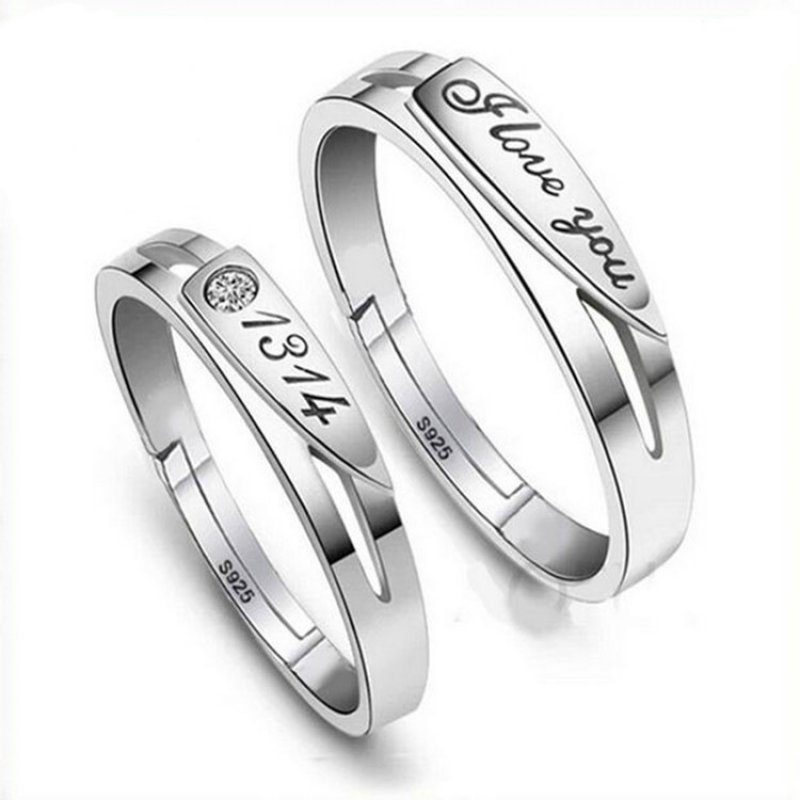 Silver couple open ring 1314 pairs of ring rings for men and women creative jewelry for a lifetime