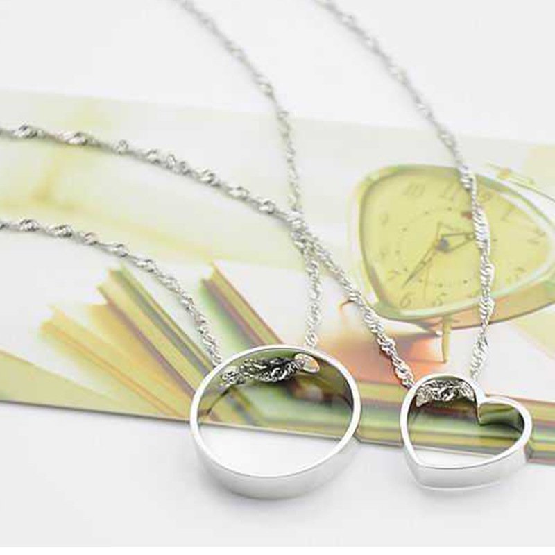 Men and women couple concentric necklace 925 necklace, ring heart-shaped silver jewelry