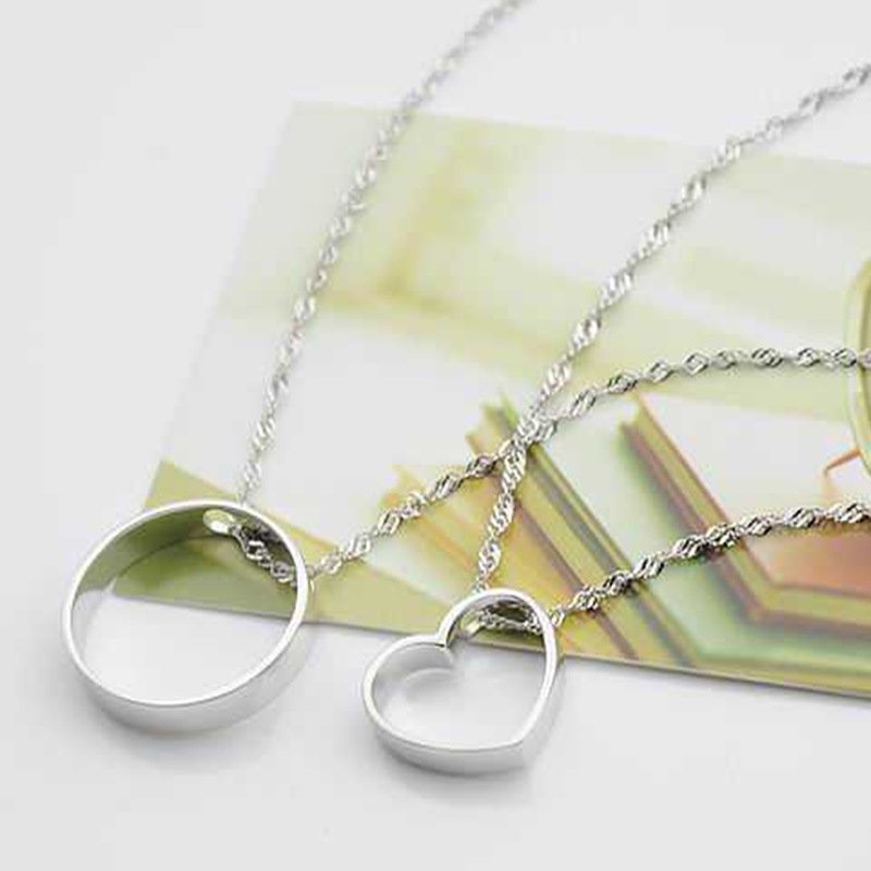 Men and women couple concentric necklace 925 necklace, ring heart-shaped silver jewelry