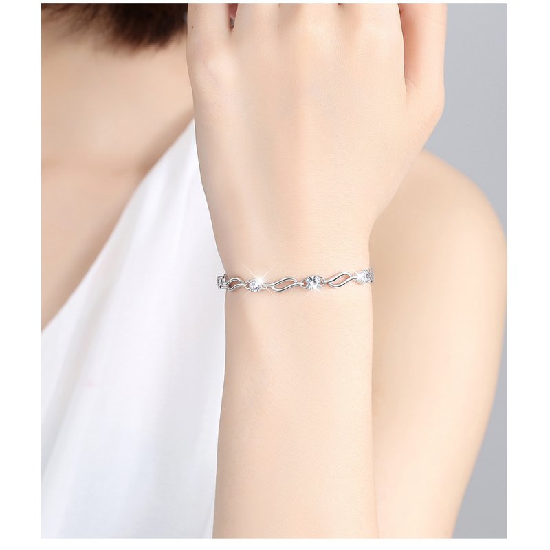 Simple diamond-studded silver bracelet female student hand jewelry jewelry jewelry