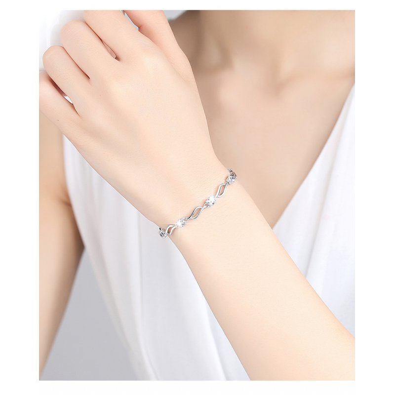 Simple diamond-studded silver bracelet female student hand jewelry jewelry jewelry