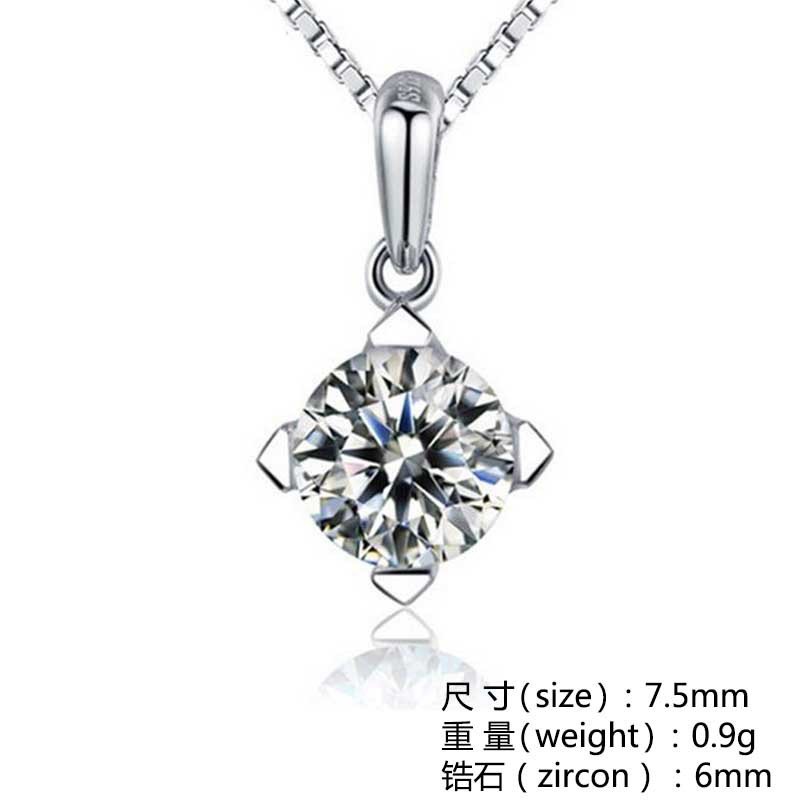 18K White Gold Pendant, Prong Set One-Carat Diamond, Imitation Moissan Diamond Pendant, New Product All-match Single Pendant