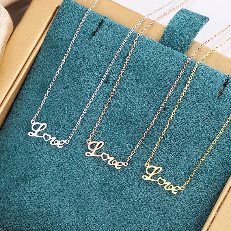 Creative S999 Pure Silver English Letter Necklace Female LOVE Letter Sterling Silver Necklace Autumn and Winter Sweater Chain