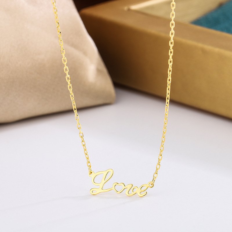 Creative S999 Pure Silver English Letter Necklace Female LOVE Letter Sterling Silver Necklace Autumn and Winter Sweater Chain