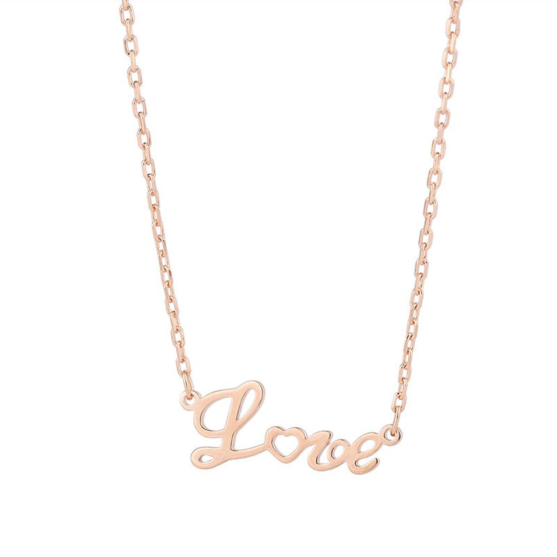 Creative S999 Pure Silver English Letter Necklace Female LOVE Letter Sterling Silver Necklace Autumn and Winter Sweater Chain