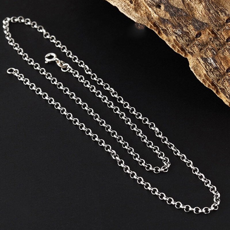 Pearl Necklace Girls Style Ring Circle Chain Men's Matching Chain Silver Fashion Couple Silver Necklace