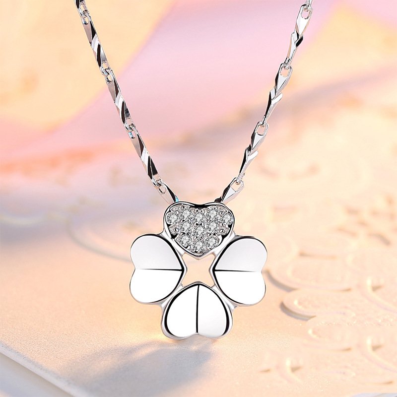 Simple Jewelry Eros Lucky Four Leaf Clover Pendant Birthday Student Mori Jewelry