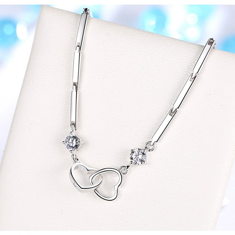 Heart Bracelet Silver Jewelry, Japanese Simple Jewelry, Silver Gift