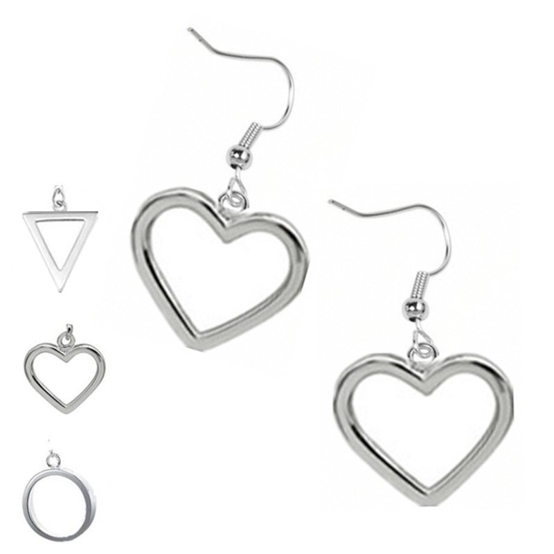 Japanese Harajuku hollow round earrings geometric heart-shaped cold and sweet silver love earrings triangle earrings