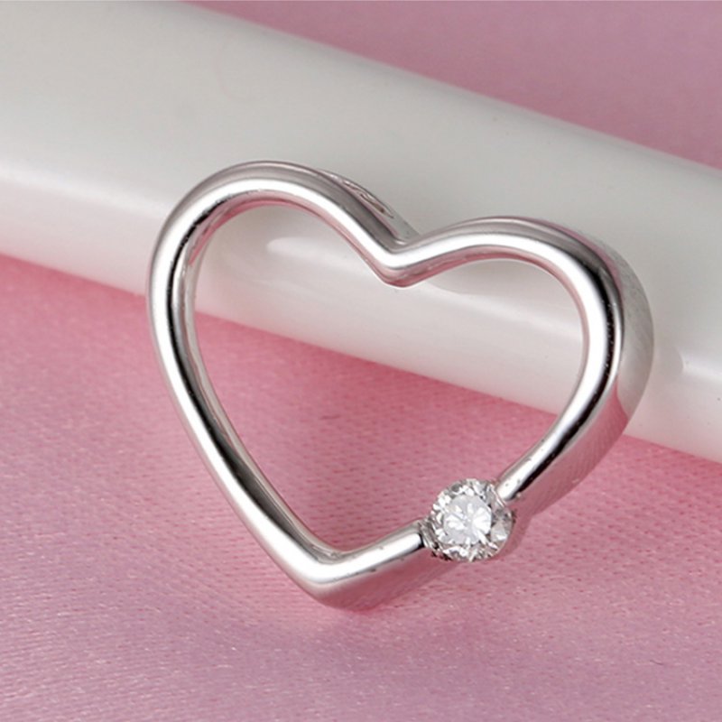 Heart-shaped single diamond pendant Japanese simple love necklace platinum pendant female fashion gift for girlfriend