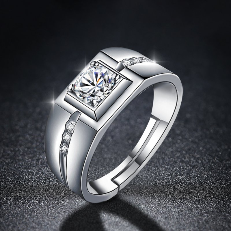 Men's ring 925 silver finger open ring trendy men diamond ring ring personality jewelry domineering wide ring men