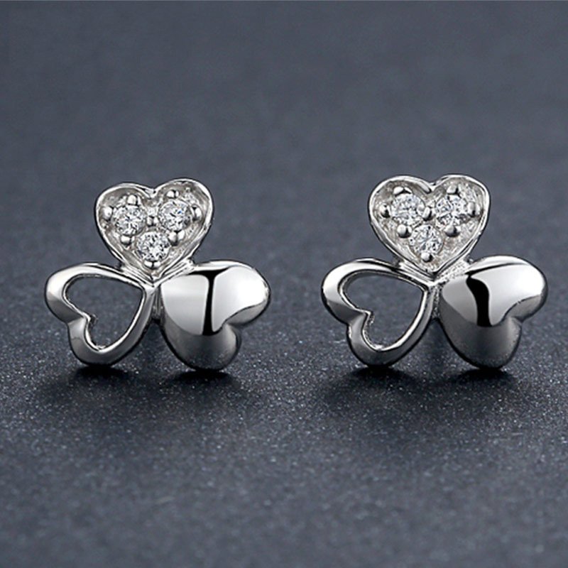 Clover earrings earrings women's 925 silver earrings personalized flower jewelry silver jewelry direct sales