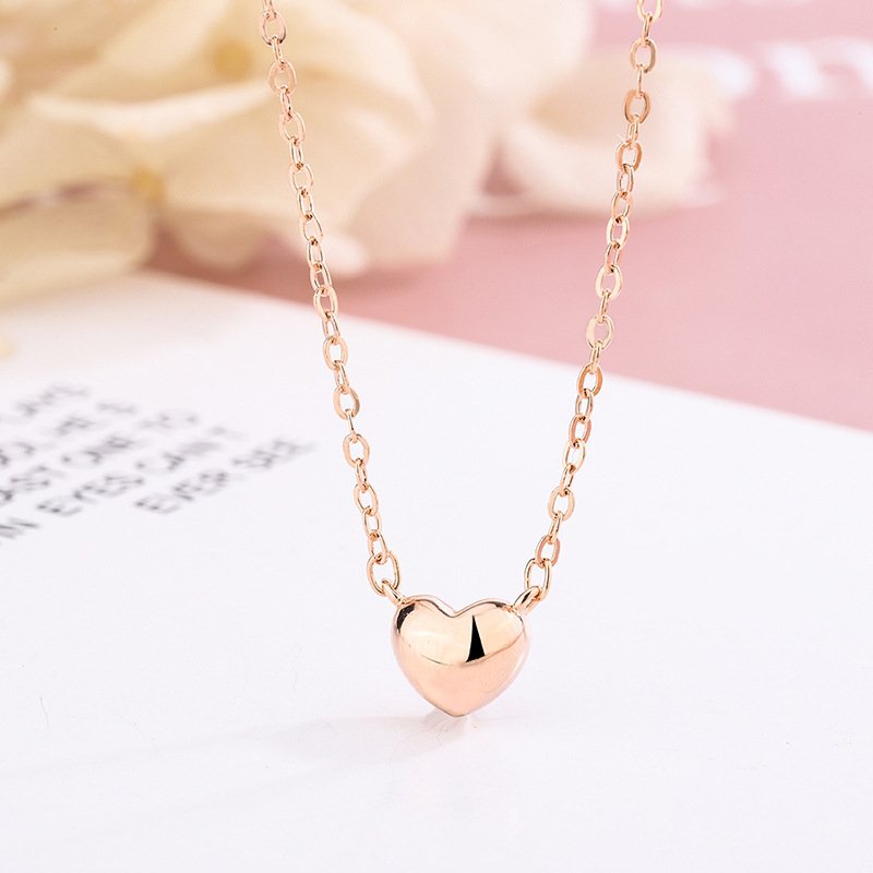 s999 sterling silver love necklace female light luxury glossy heart pendant clavicle chain jewelry