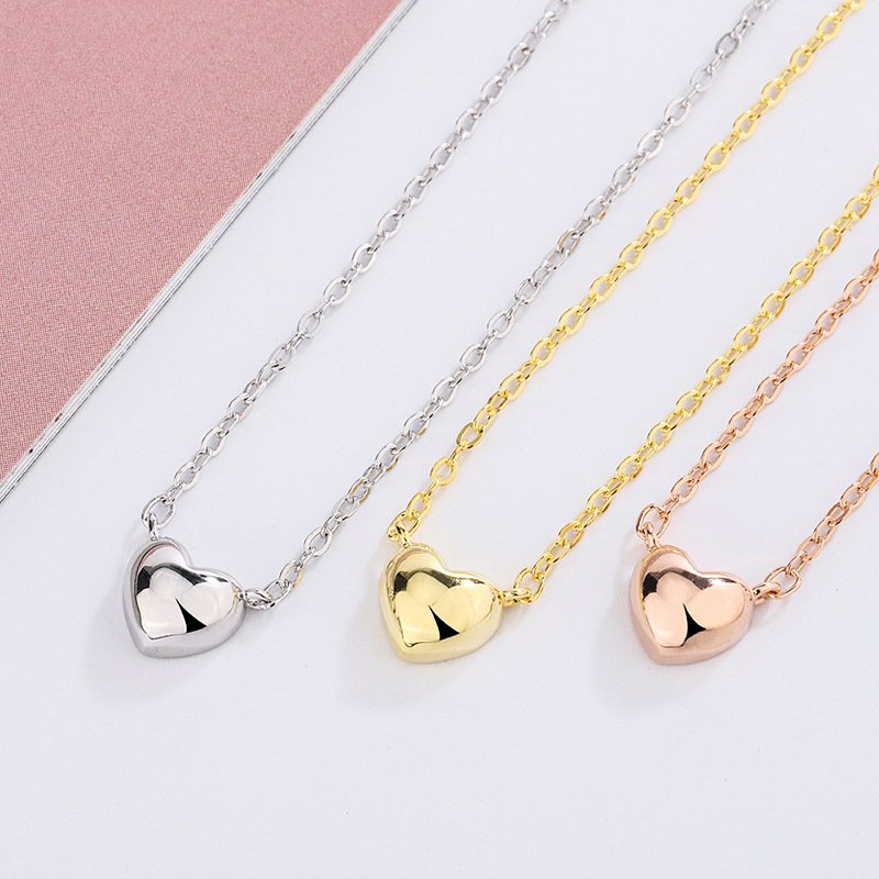 s999 sterling silver love necklace female light luxury glossy heart pendant clavicle chain jewelry