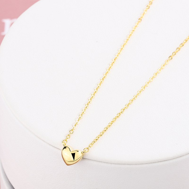 s999 sterling silver love necklace female light luxury glossy heart pendant clavicle chain jewelry