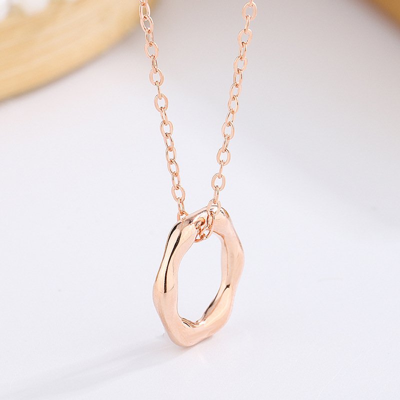 999 Sterling Silver Fashion Minimalist Geometric Ring Clavicle Chain Necklace Female Silver Chain One Piece Jewelry